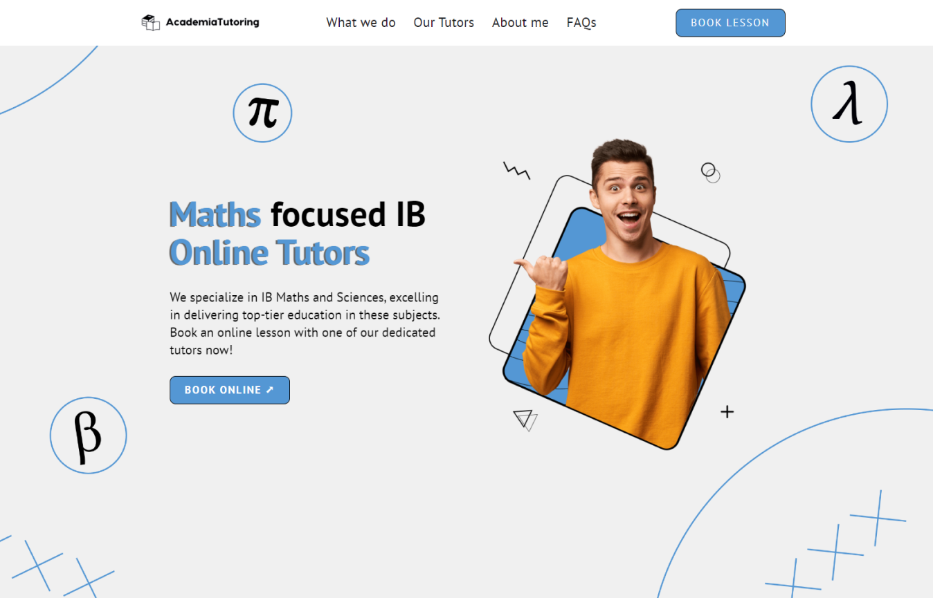AcademiaTutoring.org landing page