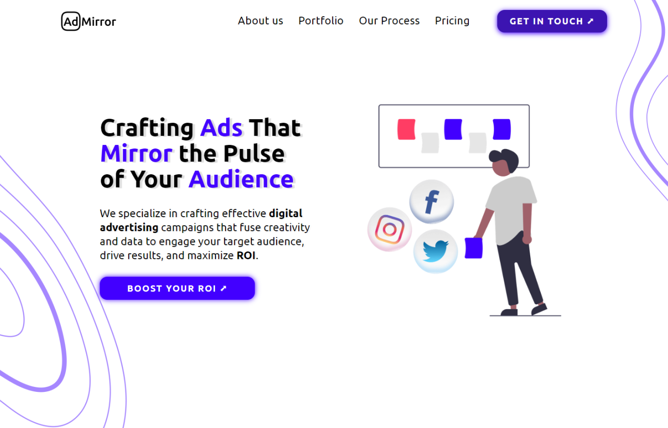 Admirror landing page