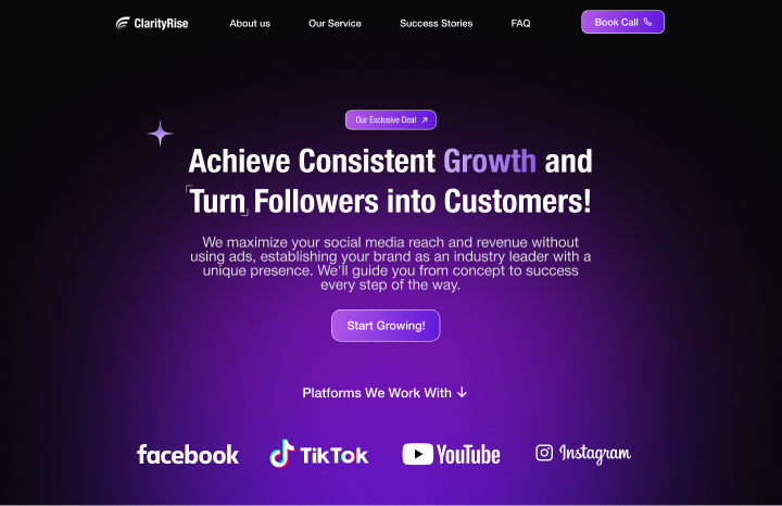 ClarityRise landing page