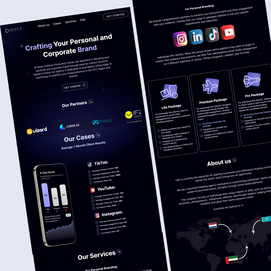 Diana Guitteny landing page by WellWebDesign