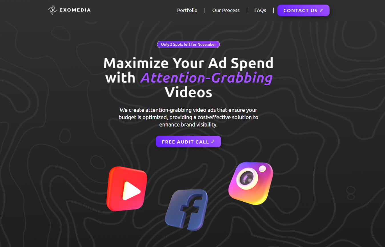 Exomedia landing page