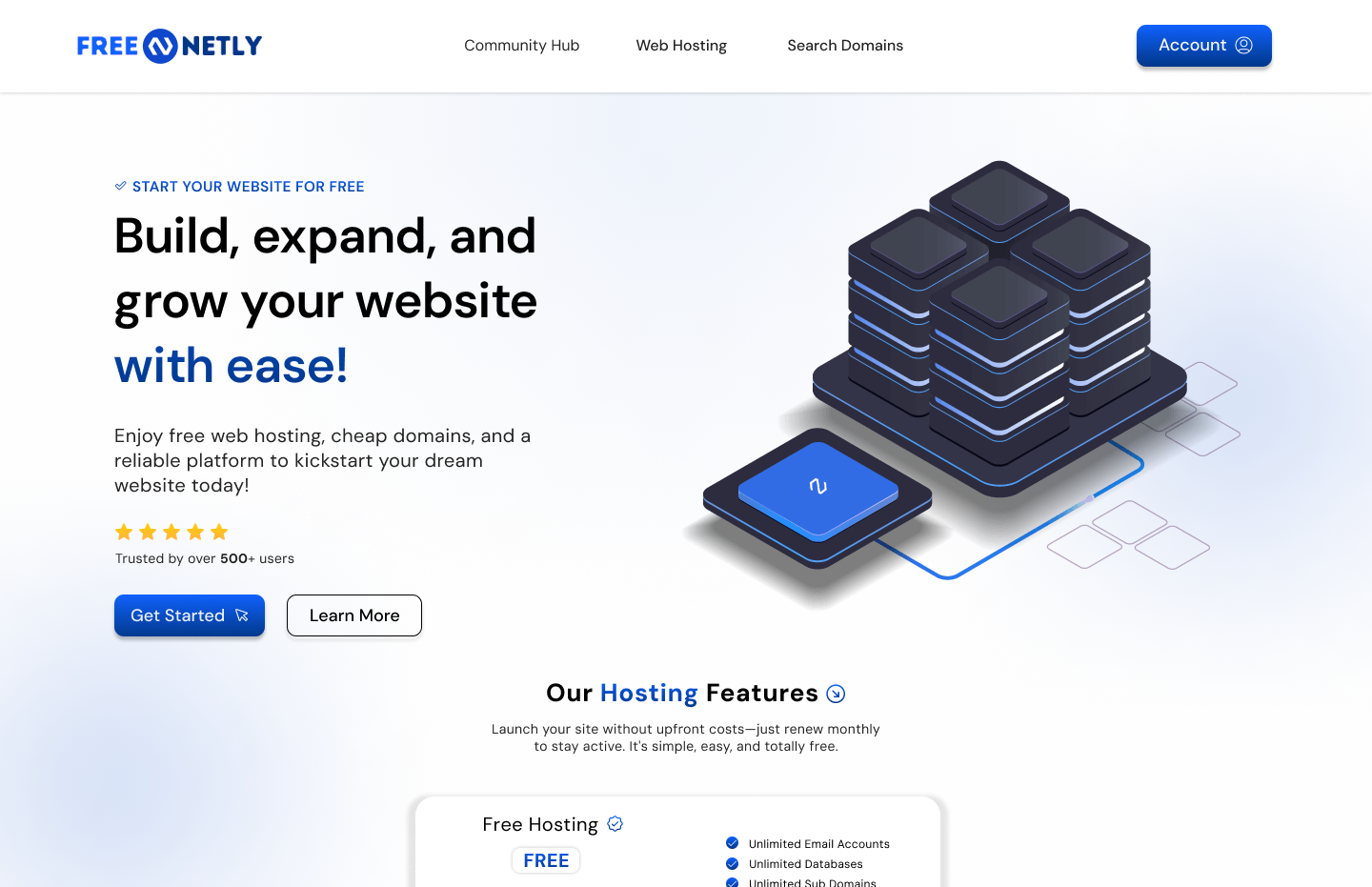 FreeNetly Landing Page Design