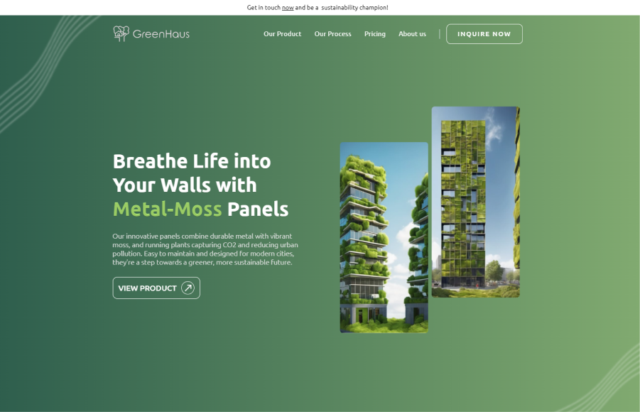 GreenHaus landing page