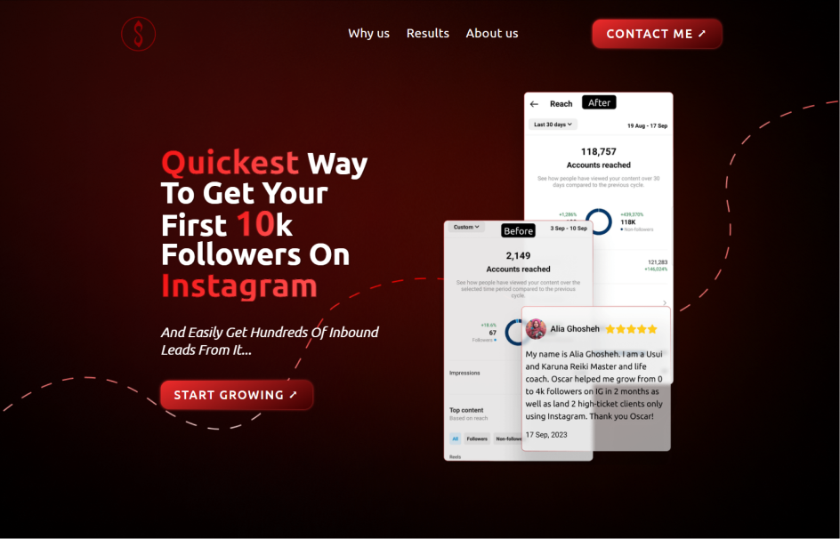 SocialSpark landing page