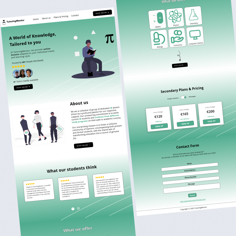 TutoringMentor landing page by WellWebDesign